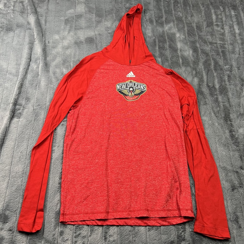 Adidas Mens M Red New Orleans Pelicans Pullover Hoodie Climalite Ultimate Tee